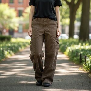 Hollister Brownish Green Wide Leg Pants